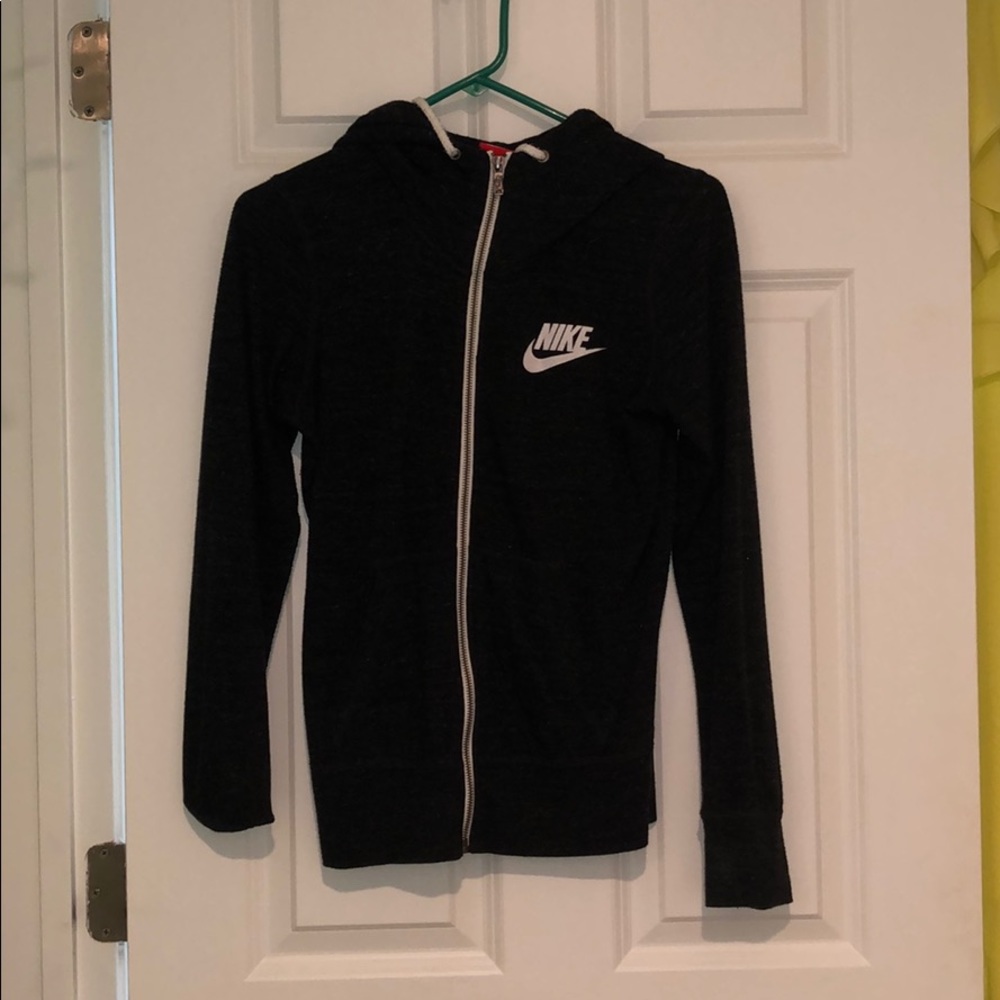Nike dark grey zip up hoodie